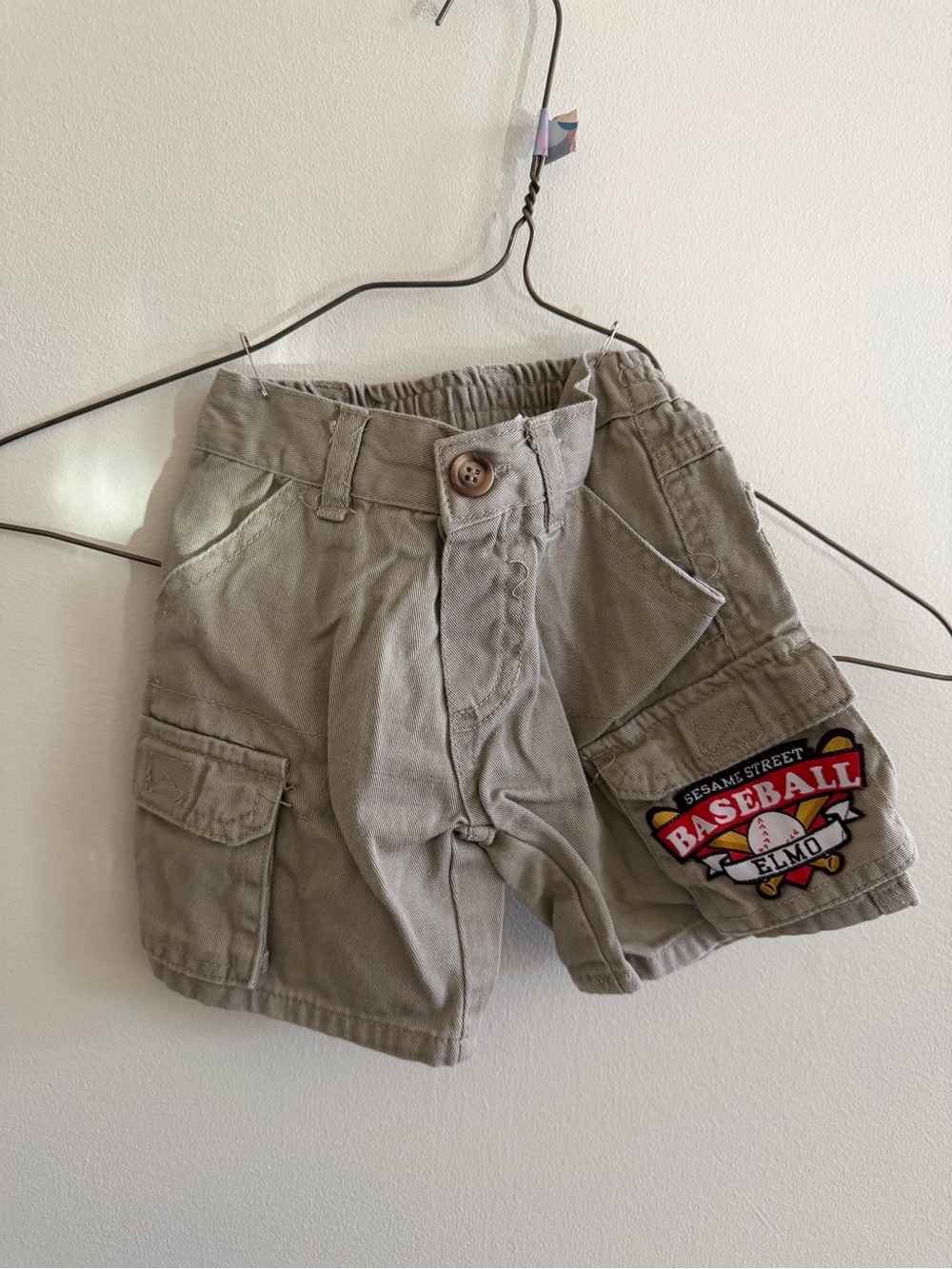 Sesame Street Khaki Elmo Baseball Cargo Shorts